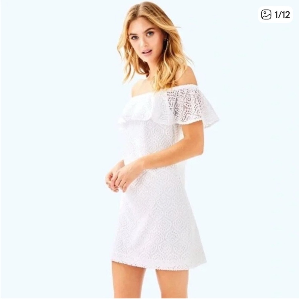 Lilly Pulitzer White Lace Dress La Fortuna Off-Shoulder